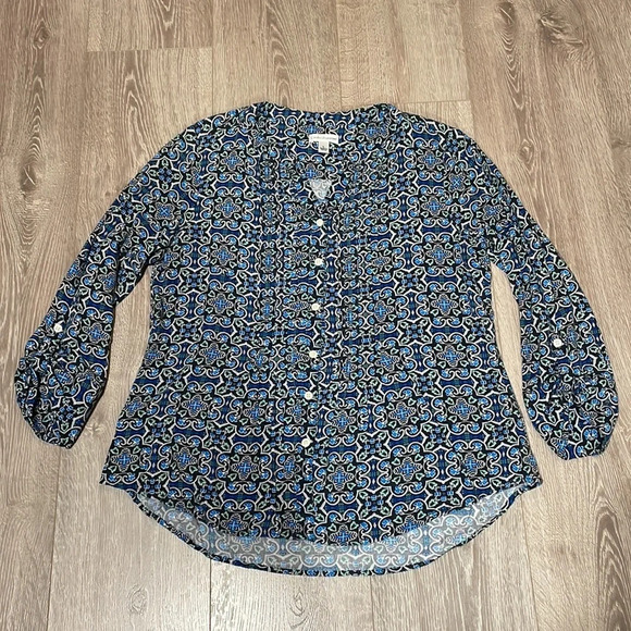 Croft & Barrow Button Down 3/4 Sleeve Top L - Picture 13 of 16